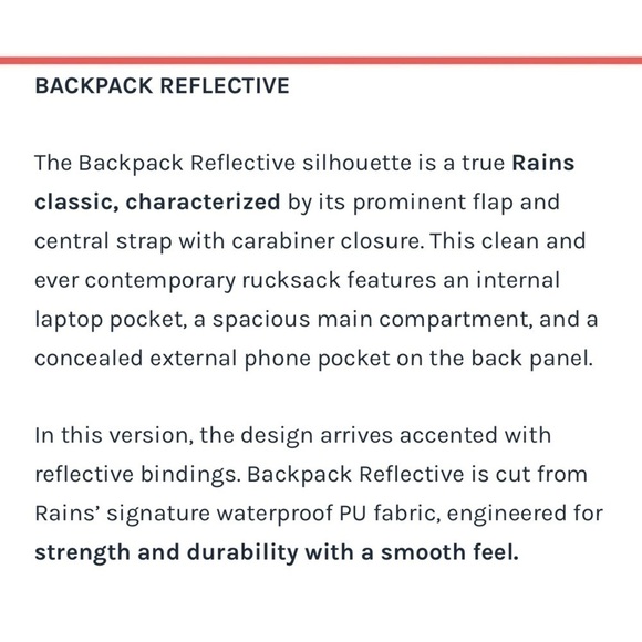 NEW Rains Reflective Metro Commuter Backpack Unisex - Picture 9 of 10